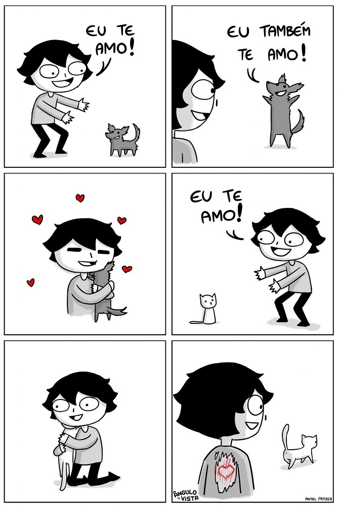 Quadrinhos engraçados com cães e gatos